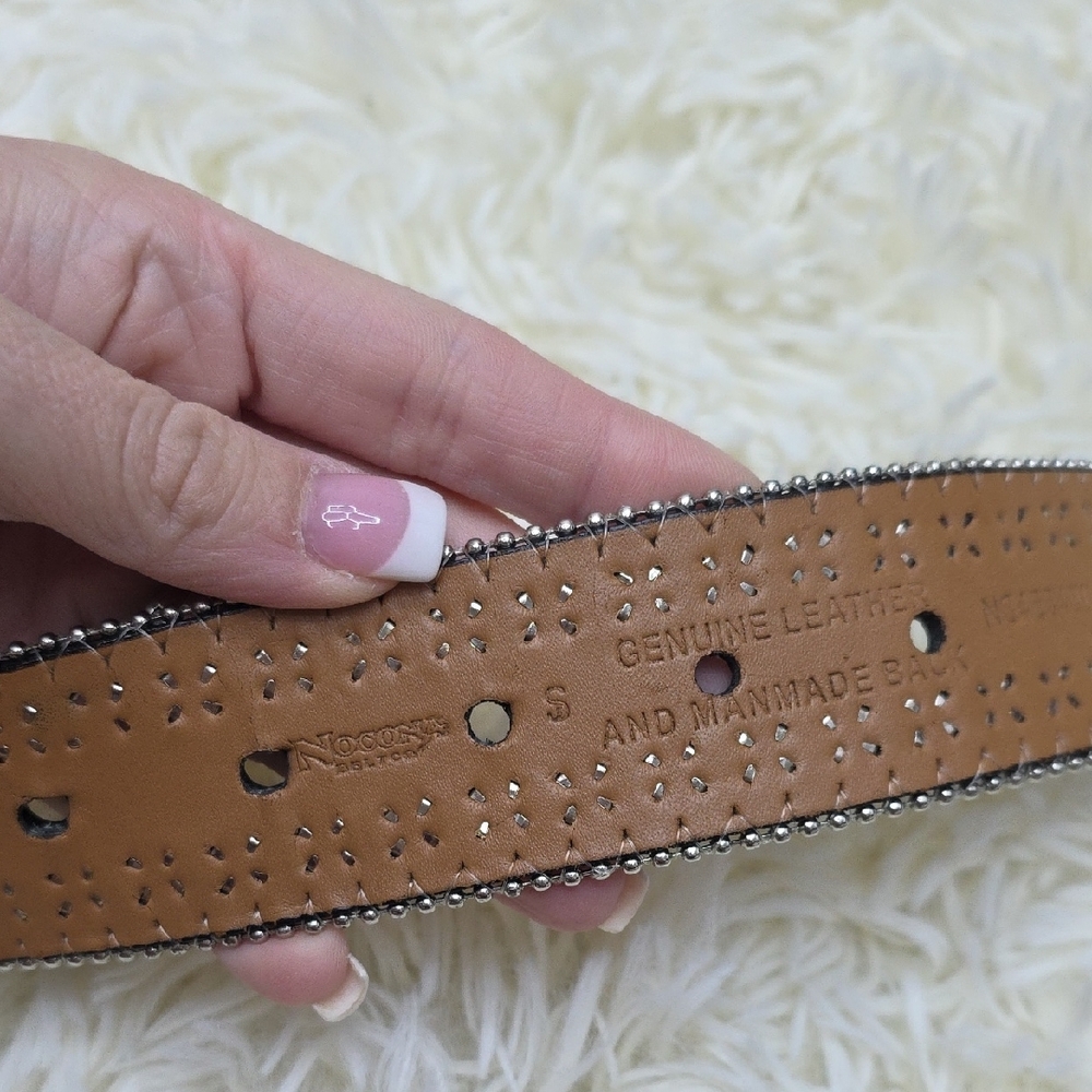 Nocona Black Belt with Silver Accents - Picture 6 of 7